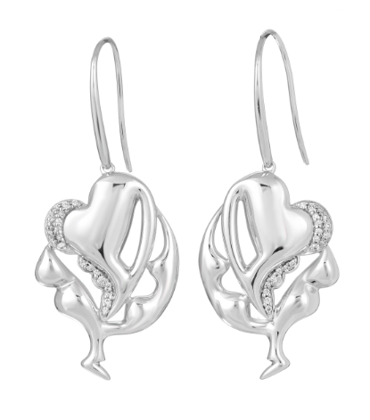 Immortality Earrings in Silver with Diamonds